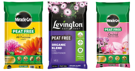 peat free range miracle-gro and levington